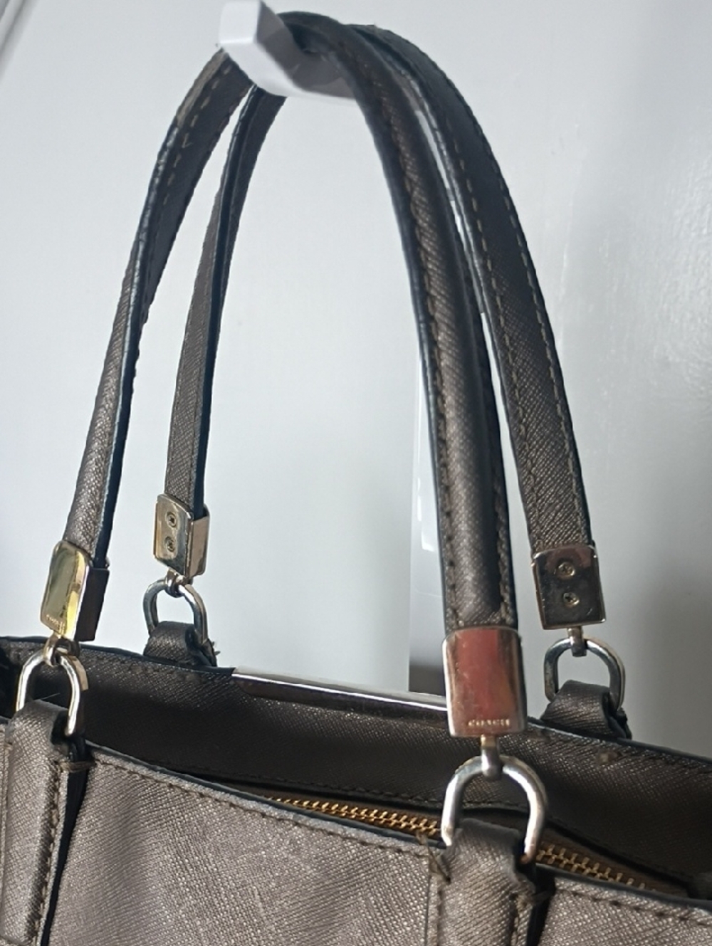 Coach Madison Saffiano Mini North South Tote Bronze Purse Bag - Picture 4 of 16